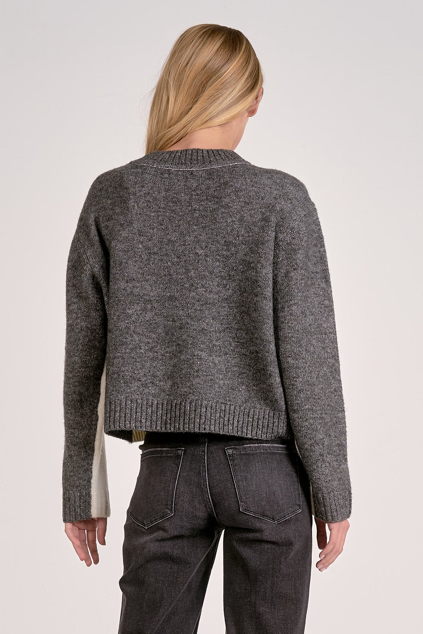 Color Block Stripe Sleeve Detail Sweater