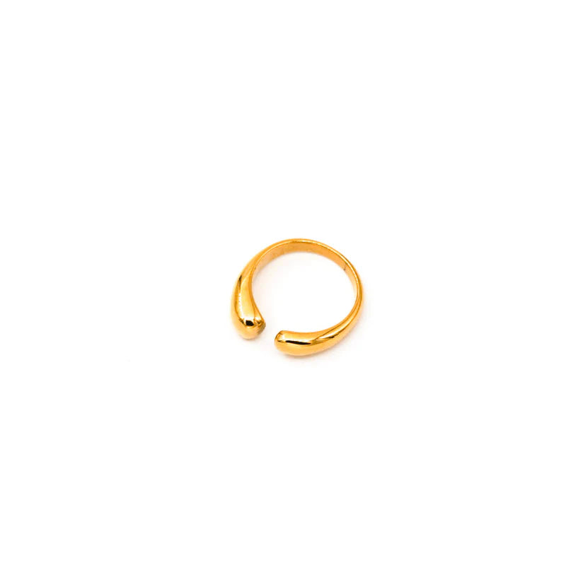 Gold open ring on a white background