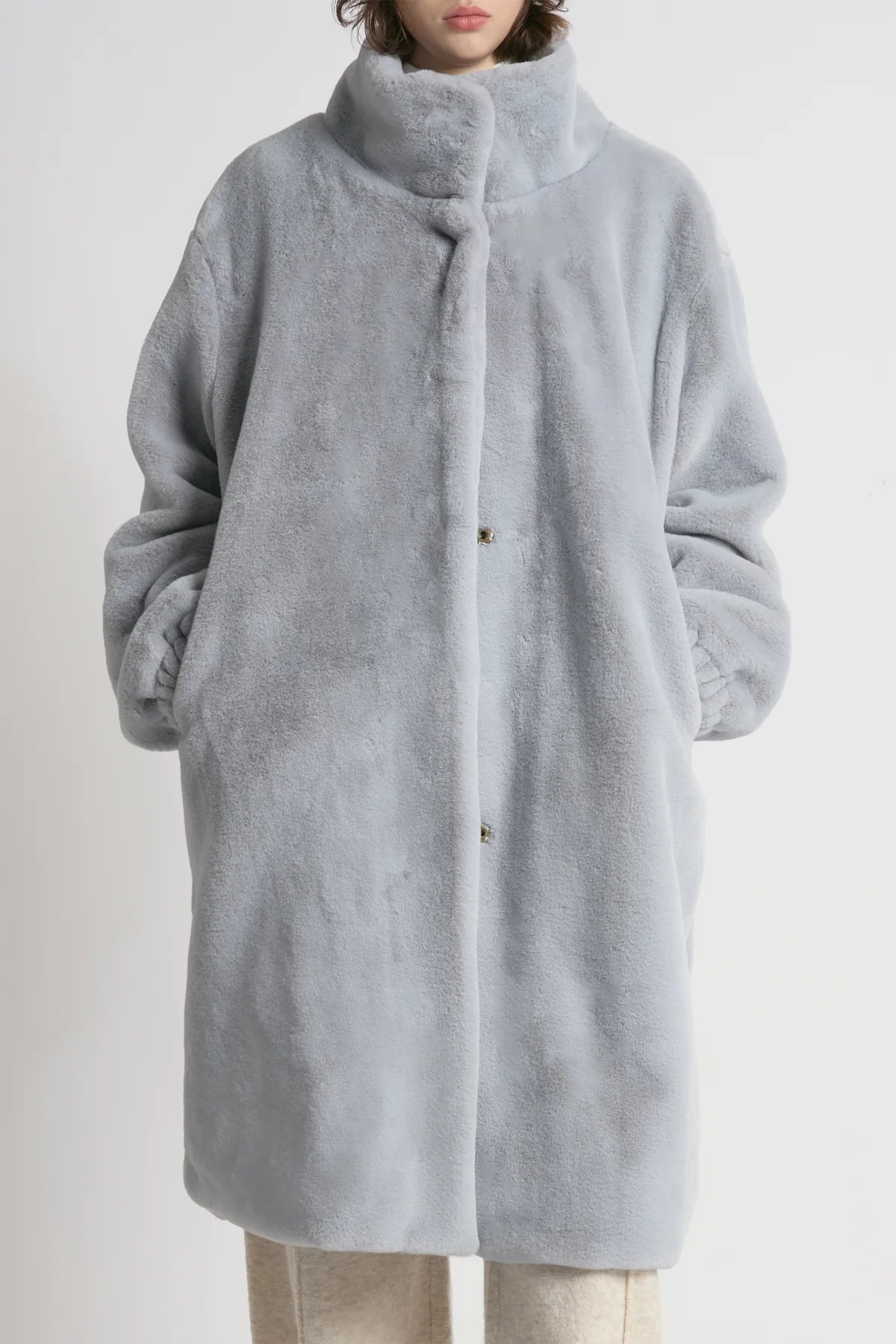 Shearling Stand Up Collar Coat