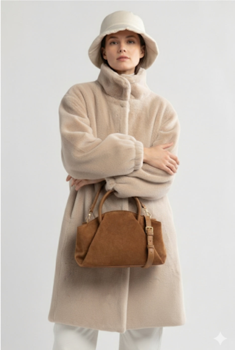 Shearling Stand Up Collar Coat