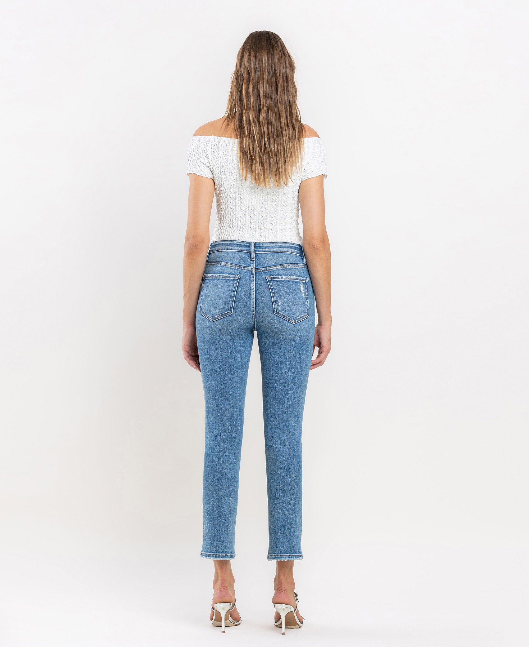 High Rise Crop Slim Straight Jean