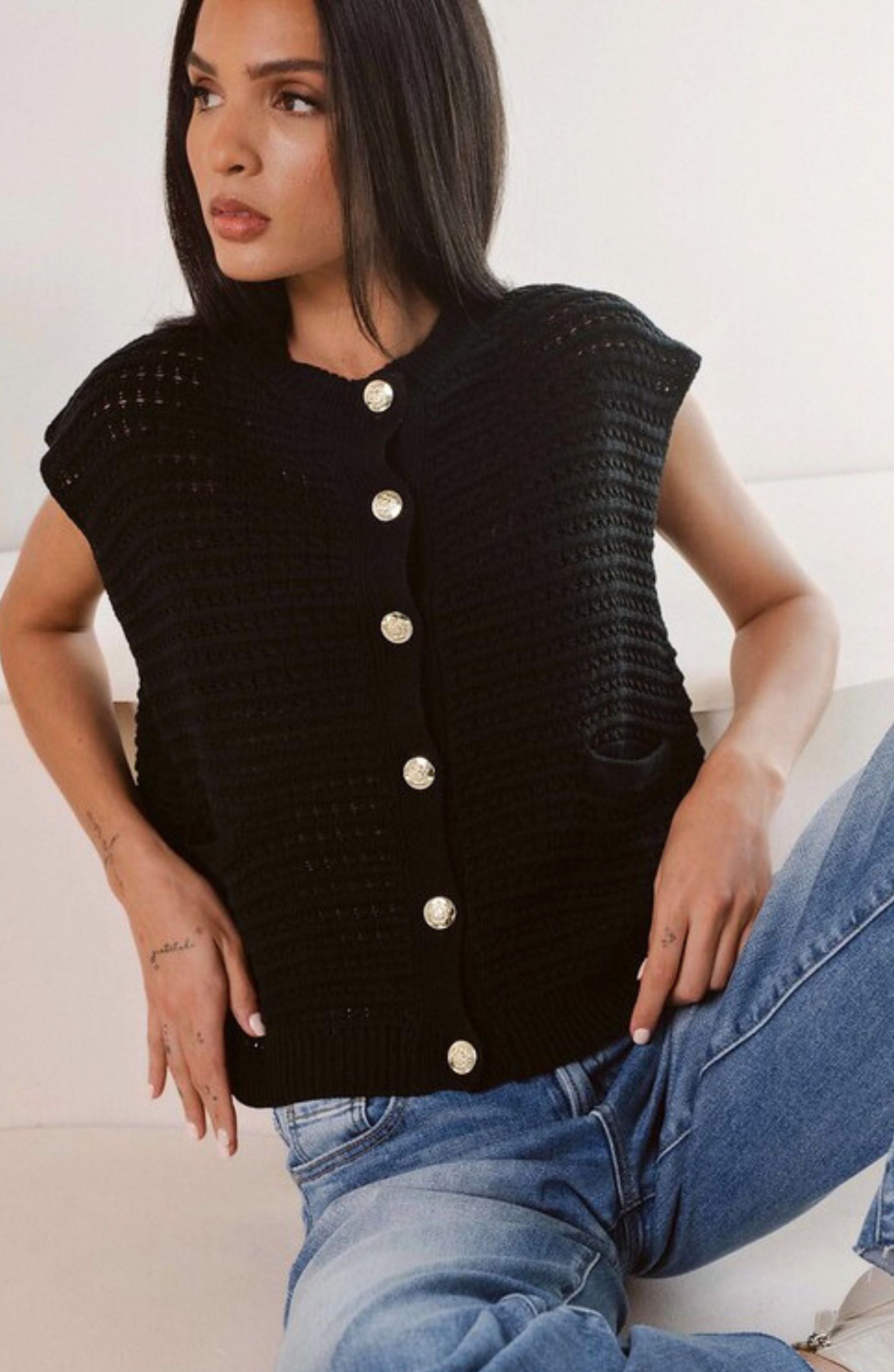Knit Button Down Detail Cardigan