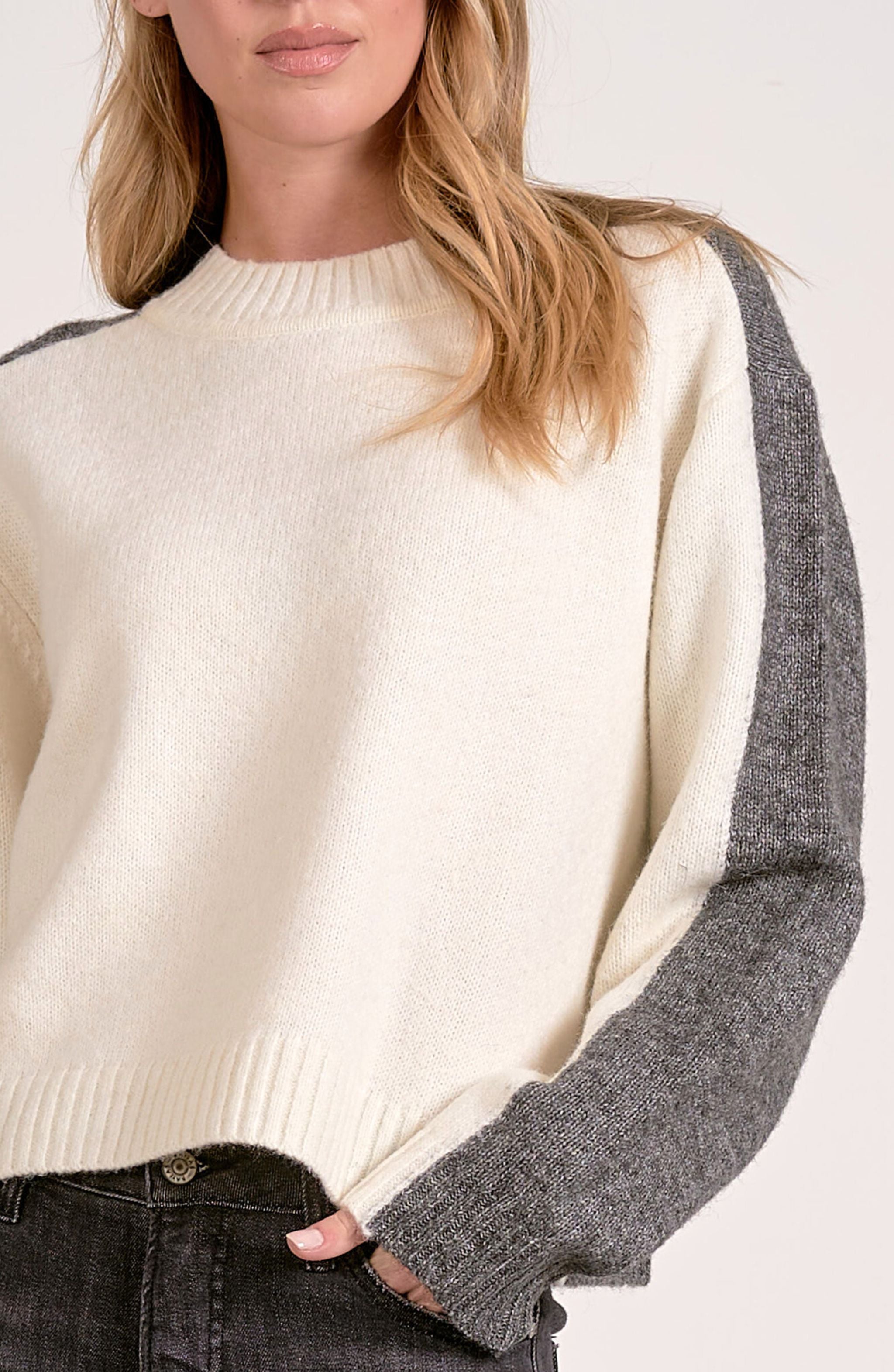 Color Block Stripe Sleeve Detail Sweater