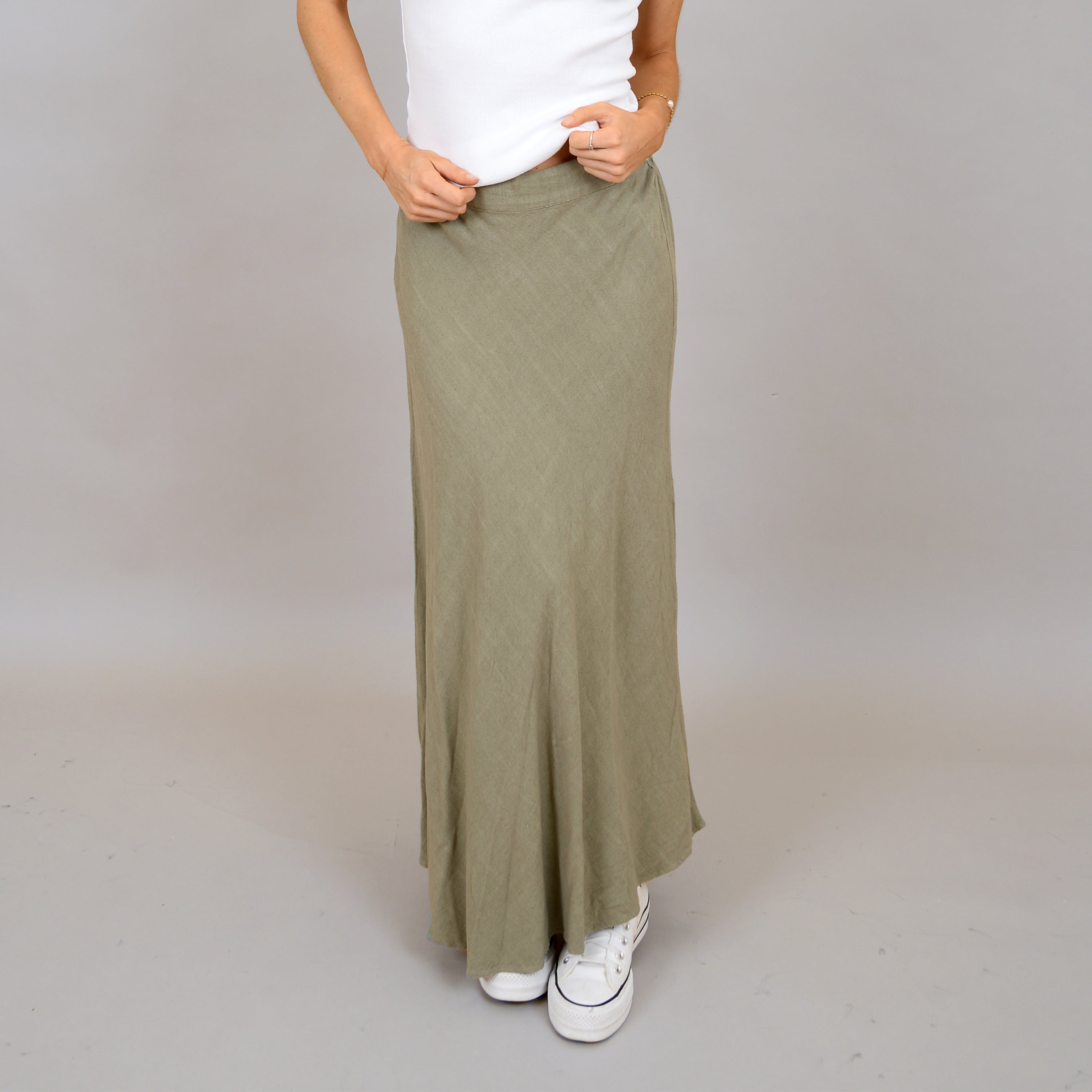 The Linen Moss Maxi Skirt