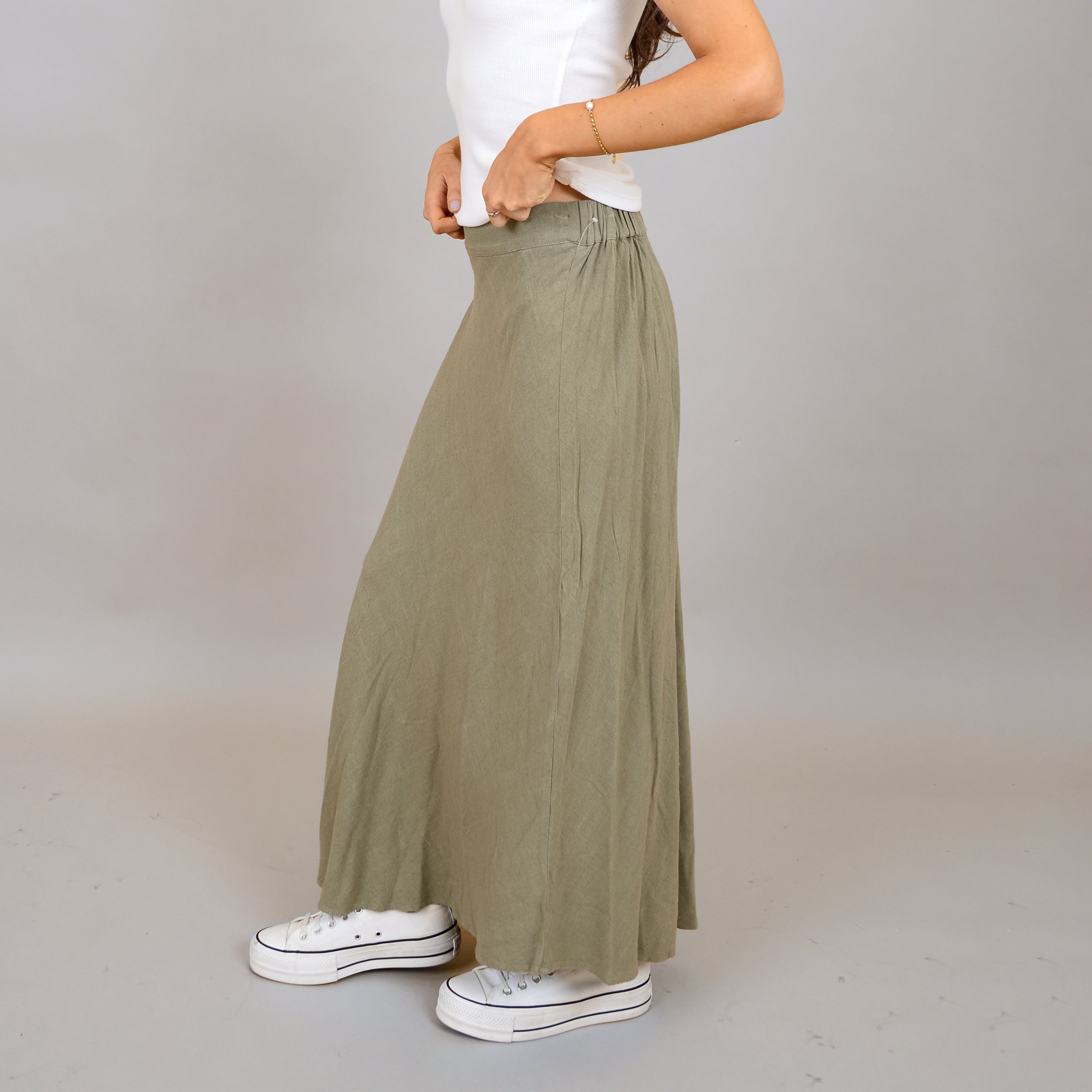 The Linen Moss Maxi Skirt