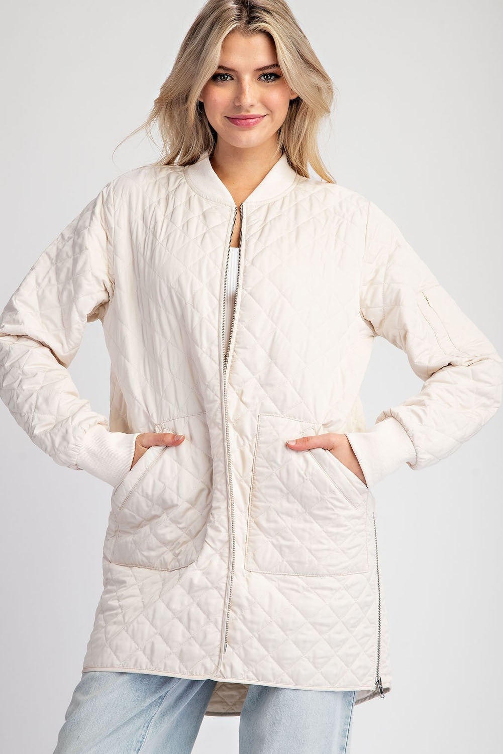 The Textured Zip Up Tunic Jacket