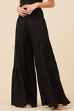 Black Cotton Voile Smocked Pant