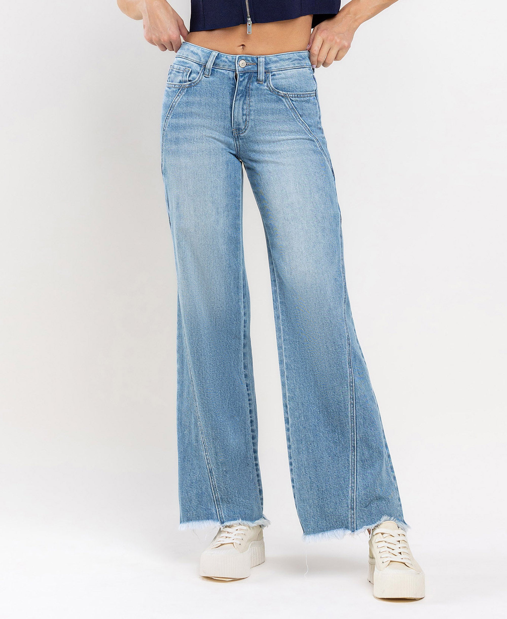 High Rise Wide Leg A Line Jean