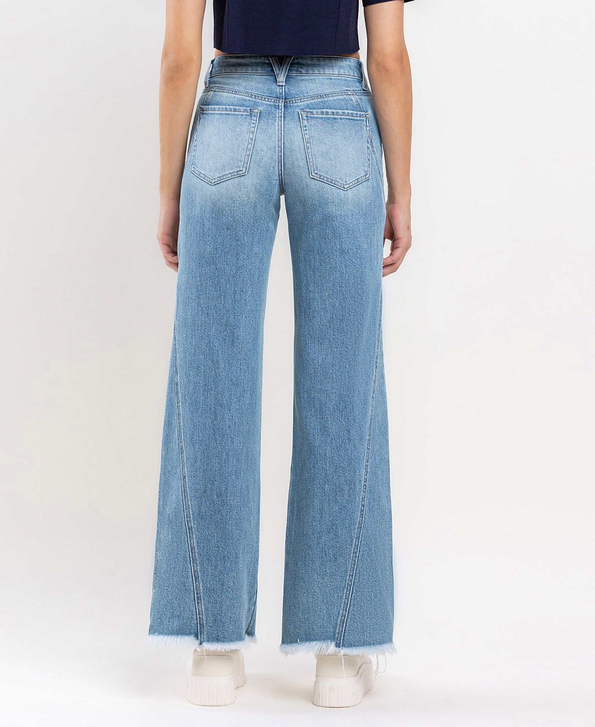 High Rise Wide Leg A Line Jean