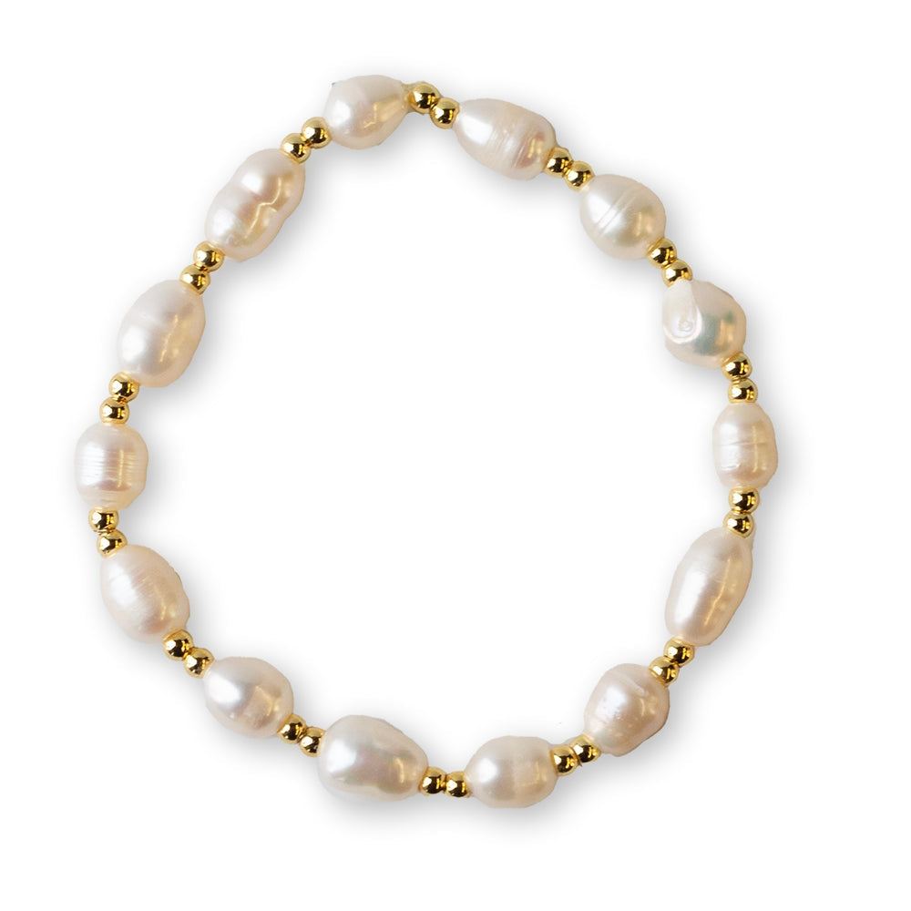 Gilded Gold Beaded Pearl Bracelet