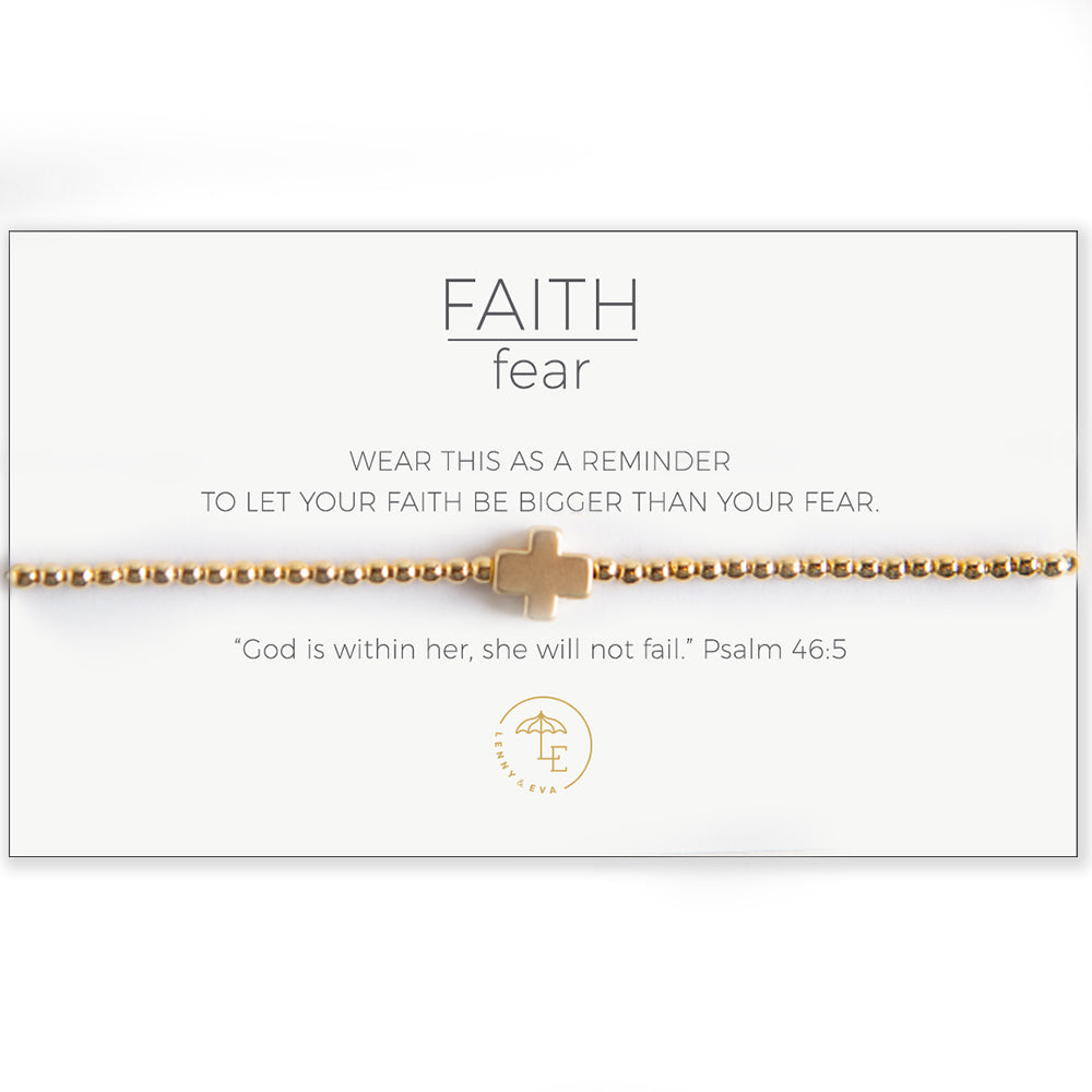 Faith Over Fear Stretch Cross Bracelet