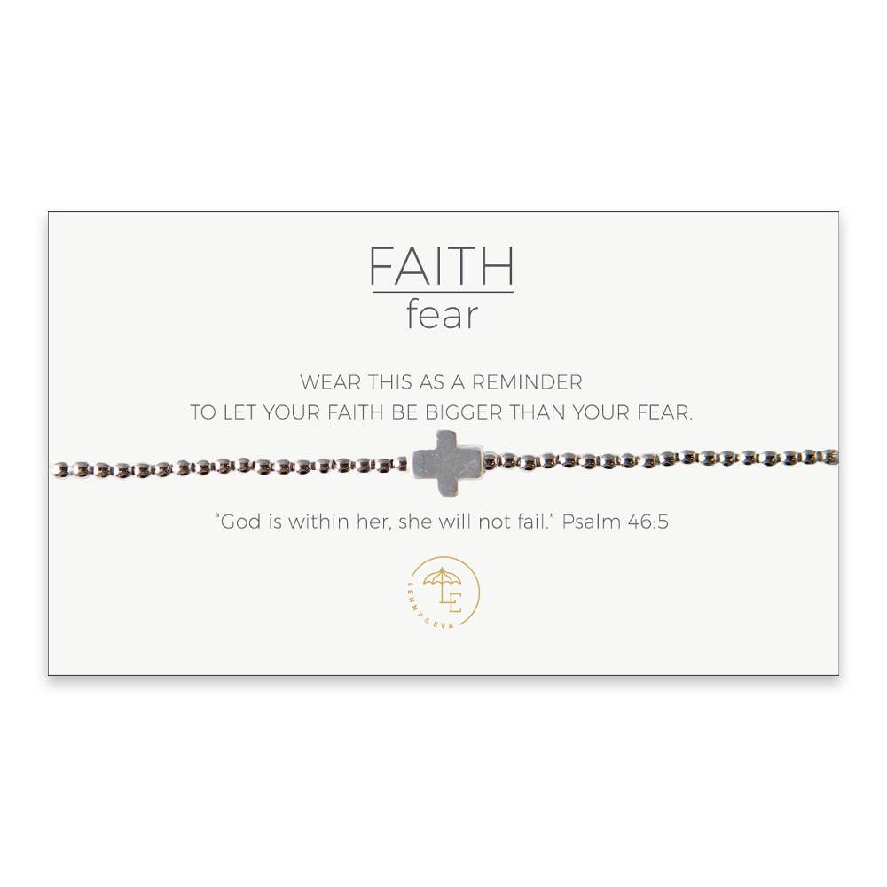 Faith Over Fear Stretch Cross Bracelet